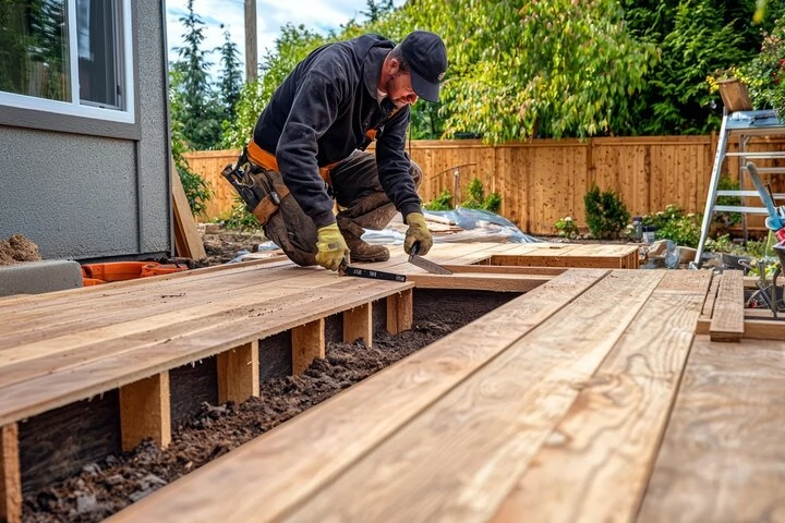 Custom backyard deck with premium railings and modern outdoor design in Houston