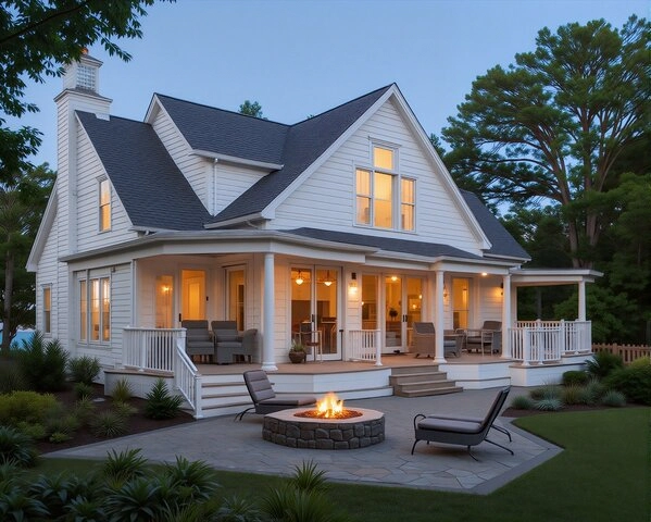 Porch builders in Houston designing covered entries with weatherproofing and safe access